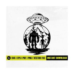 bigfoot and alien under the moon svg | bigfoot svg | alien svg | alien shirt | ufo svg yeti svg sasquatch svg cricut & s