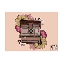 vintage is timeless png-sublimation design download-vintage sublimation, floral camera png, old camera png, photographer