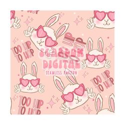 too hip to hop seamless pattern-easter sublimation digital design download-easter girl seamless file, easter bunny seaml