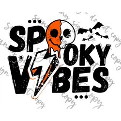 spooky vibes png instant download skeleton halloween lightning bolt