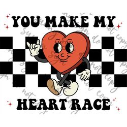 you make my heart race valentine png instant download retro valentine's day