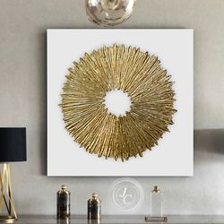 gold and white abstract art original painting | textured artwork gold leaf wall art modern wall decor