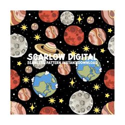 outer space seamless pattern, planets seamless file, seamless patterns for boys, boy sublimation designs, astronaut seam