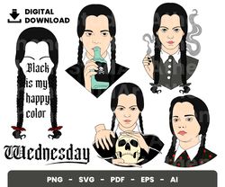 bundle layered svg, halloween svg, thing svg, wednesday svg, merlina svg, digitaldownload, clipart, png, svg, cricut