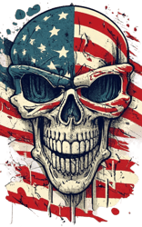 t-shirt design vintage retro distressed american flag design featuring a skull