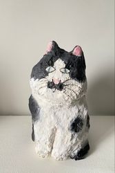 cat figurine cats cat sculpture handmade cat couple cats figurine sculpture gift home decor cat painting handpainted cat