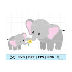 mother and baby elephant svg. cricut cut files, layered. silhouette, dxf. mother elephant svg. baby elephant png.