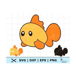cute baby goldfish svg. goldfish png. cricut cut files, layered files. silhouette files. dxf. eps. cartoon fish clipart.