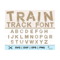 train track font svg. png. cricut cut files, layered. silhouette. letters, alphabet, railroad, children, kids, dxf, eps.
