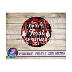 baby's first christmas 2021 buffalo plaid ornament design png digital file digital download 300 dpi christmas xmas