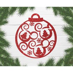 Mouse Christmas Ball Ornament SVG – Winter Decor svg cut file for cricut & ai, eps, png, pdf printable. Vector graphics