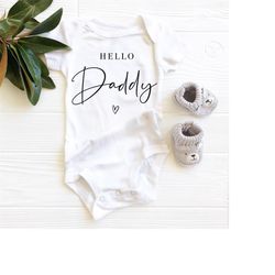 hello daddy baby bodysuit, pregnancy announcement for dad, coming soon pregnancy announcement