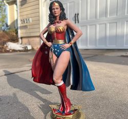 for wonder woman fans, wonder woman lynda carter printed hand painted custom statue 1/6, wonder woman statue 1/6