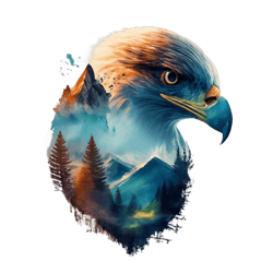 t-shirt design bald eagle and mountains