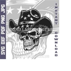 Cowboy skull SVG file | cut file for cricut | printable png| SVG dxf cut files | laser file | digital download | Skull c