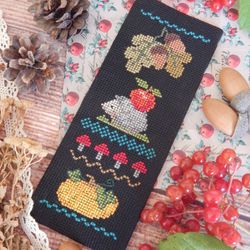 hedgehog cross stitch pattern autumn pumpkin bookmark cross stitch pattern fall acorn and oak leaves cross stitch chart