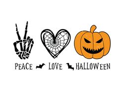 peace love halloween svg, png, pdf,  halloween svg, pumpkin svg