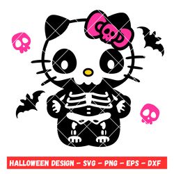 skeleton hello kitty svg, halloween svg, hello kitty svg, kawaii svg, cricut, silhouette vector cut file