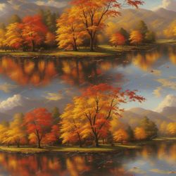 autumn colors at the lake pattern tileable repeating pattern