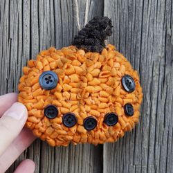 jack-o-lantern rug hooking halloween ornament, wool pumpking ornament, primitive decoration