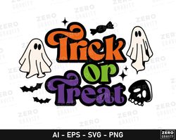 trick or treat svg with cute ghosts, trick or treat halloween svg sublimation, trick or treat svg for shirts, happy hall