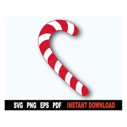 simple candy cane svg, christmas clipart svg file for cricut - instant digital download