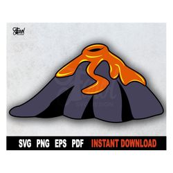 volcano svg, nature clipart volcano erupting, lava flow svg file for cricut, silhouette, age of dinosaurs clipart - inst