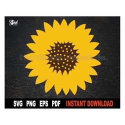 sunflower svg,  flower svg file for cricut, silhouette, floral svg, sunflower vector, nature clipart- instant digital do