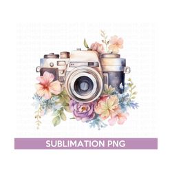 floral vintage camera sublimation png, photographer png, photography png, floral, photo taking png, photographer shirt p