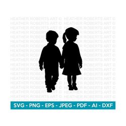 children svg, kids svg, boys svg, girls svg, siblings svg, children silhouette svg, school children svg, cut file cricut