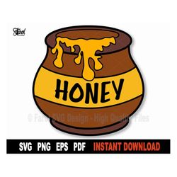 honey pot svg, honey svg file for cricut, silhouette, bee honey svg cutting file,  honey jar vector clipart-  instant di