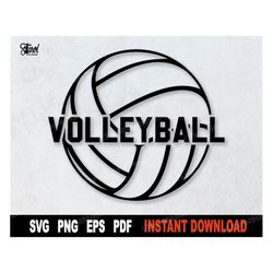 volleyball svg, black volleyball outline, svg cut file, svg file for cricut, sport clipart, instant digital download