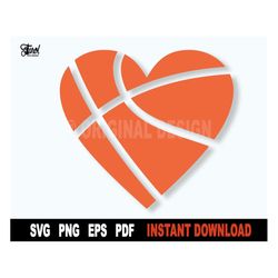 basketball heart svg file for cricut-  digital instant download