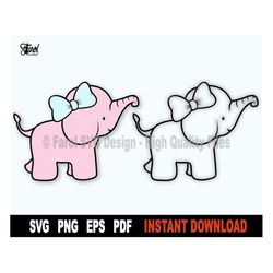 elephant svg, cute girl elephant svg file for cricut, silhouette, baby elephant shower shirt, clipart cut file-  instant