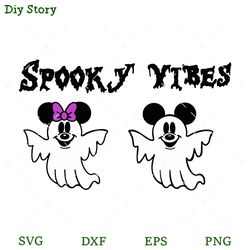 spooky vibes svg, disney mouse ghost svg, funny halloween svg
