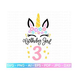 third unicorn birthday svg, 3rd birthday shirt svg, unicorn face svg, unicorn svg, birthday girl svg, gift for birthday,