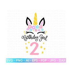 second unicorn birthday svg, 2nd birthday shirt svg, unicorn face svg, unicorn svg, birthday girl svg, gift for birthday