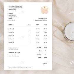 invoice template a5 - editable, printable psd, ai, canva