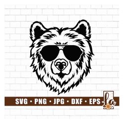 bear with glasses svg | grizzly bear face svg | mama bear face svg | mountain bear svg | cute wild animal svg | bear cli