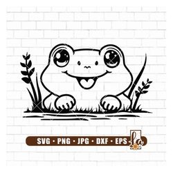 cute frog svg | peeking frog svg | cute animals svg | baby frog svg | baby shower shirt | frog outline svg | frog svg fi