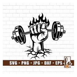 Smashing Dumbbell SVG | Hand Holding Dumbbell  Svg | Flaming Dumbbell Svg | Gym SVG | Workout Shirt | Digital Download |