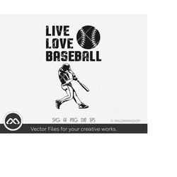 baseball svg live love baseball - baseball svg, softball svg, baseball clipart, sports svg, silhouette, png, cut file
