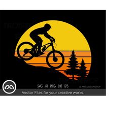 mountain bike svg sunset retro - mountain bike svg, cycling svg, bicycle svg, mountain biking svg, mtb svg, dxf, png