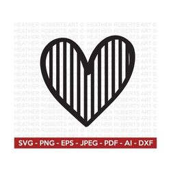 vertical pattern heart svg, heart svg, hand-drawn heart svg, valentine heart svg, heart shape, patterned heart, cut file