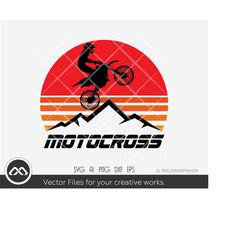 motocross svg file sunset mountain - motocross svg, clipart, sports svg, dirt bike svg, sihouette, cut file