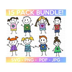 stick figures svg, stick children svg, stick boy clipart, stick girl png, school children svg, stick people, cut file cr