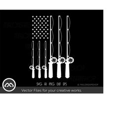 fishing svg american flag rod - fishing svg, fish svg, fishing rod svg, fishing clipart, fishing pole svg for lovers