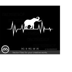 elephant svg heartbeat- elephant svg, baby elephant svg, elephant clipart, elephant png, elephant cricut, elephant cut f