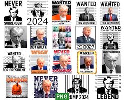 trump mugshot png bundle, trump never surrender svg png