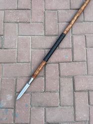 handmade viking ragnar spare, throwing viking spare, spare with a both side blade at the handle. razor sharped blade.